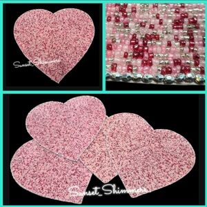 4pc Issac Mizrahi Valentines Day Hearts Shimmer Beaded Placemats Charger SET New